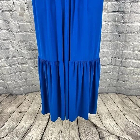 Travelsmith Blue Blue Ruffle Hem Knit Knotted Straps Maxi Dress Size M - Picture 11 of 11